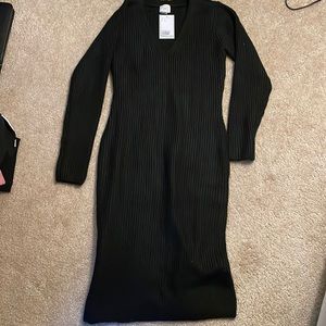 H&M RIB-knit black sweater dress M